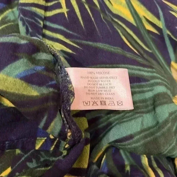 America & Beyond Green Tropical Palm Print Maxi Dress Large - Picture 7 of 8